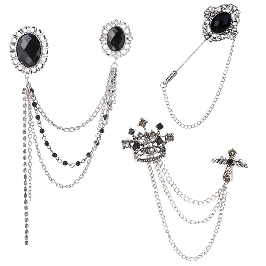 アクセサリーその他 BASSCLEF Men's Brooch Clothes Pin Chain Layered Surgical Amazon.com: Huture 3PCS Men's Brooch Suit Pin Badge with